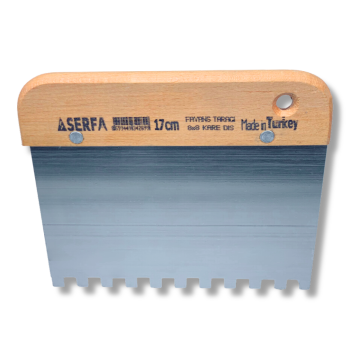 Шпатель зубчастий японський 17 см Notched Spreader, зуб 8 мм, дерев'яна ручка, сталь (289)